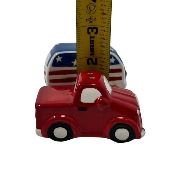 Red Truck Patriotic Summer July 4 Salt Pepper Shaker Set Camper Trailer NEW Blue - Picture 7 of 8